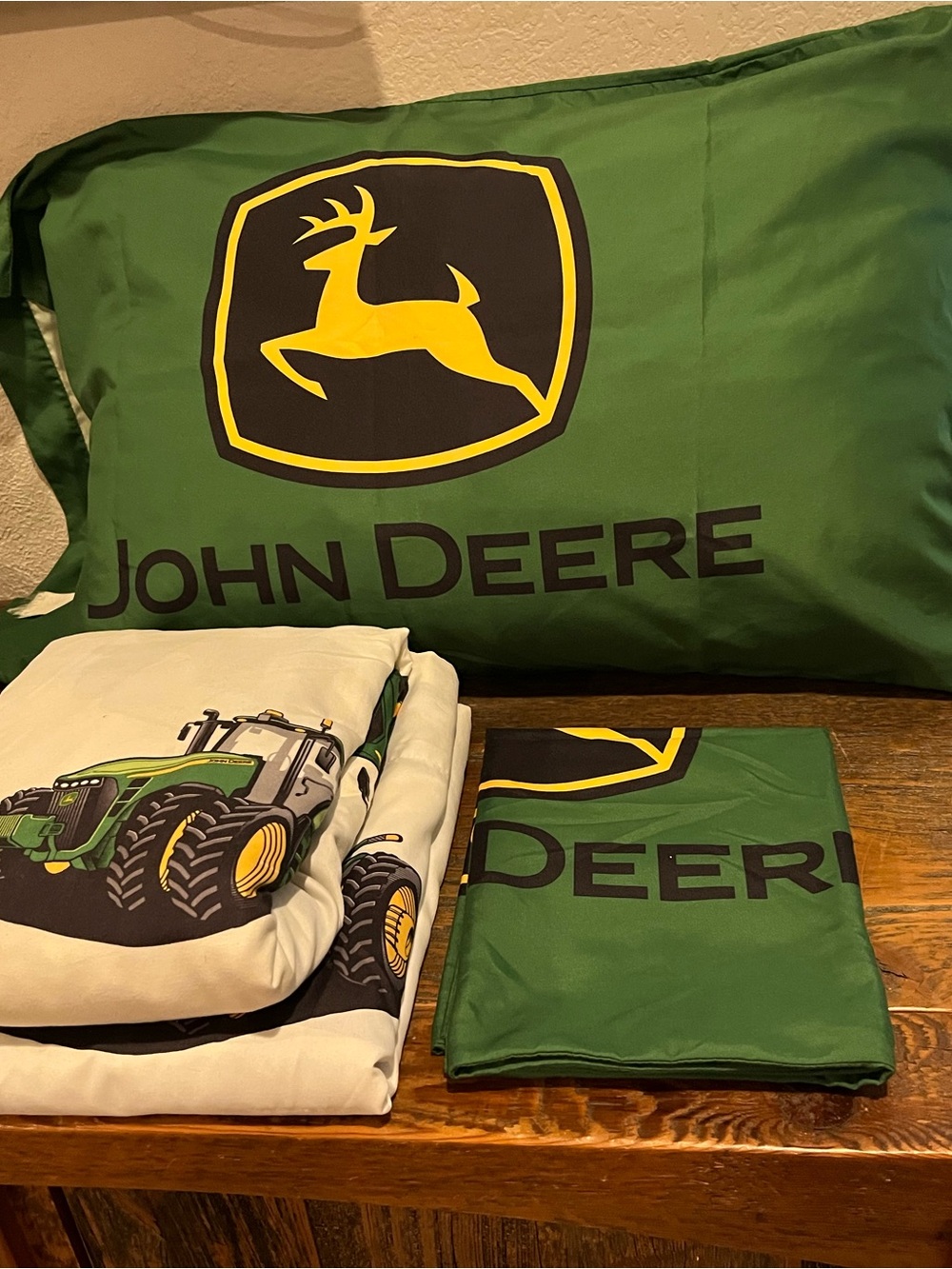 John Deere Green Tractor Double or Full size Set - Green and Yellow